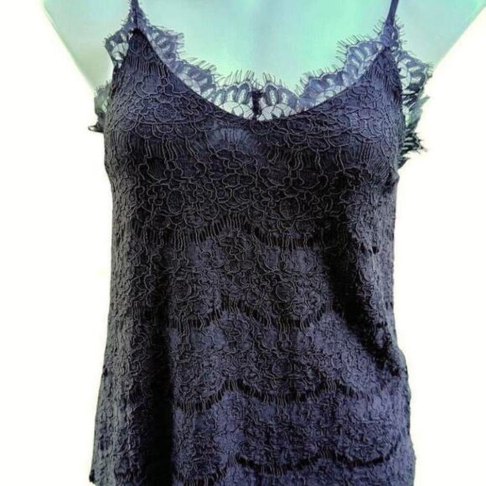 Monteau French Black Stretch Lace cami top Sz M